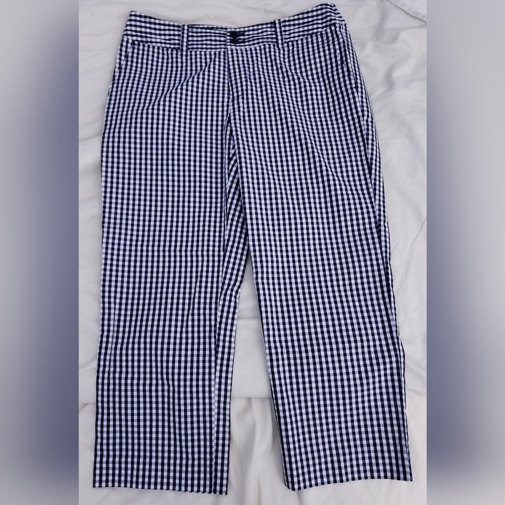 Chaps (Ralph Lauren) Navy and White Gingham Capris